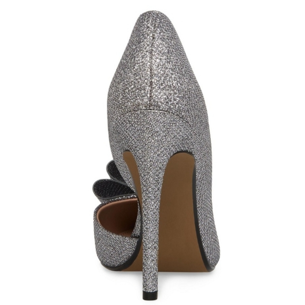 Betsy Johnson Prince d'Orsay Evening Pumps Sparkle Pewter -7 - Picture 3 of 8